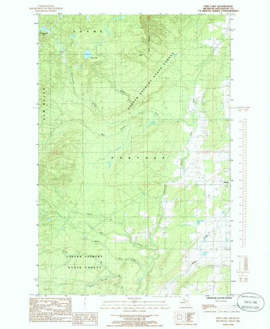 Classic USGS Pine Lake Michigan 7.5'x7.5' Topo Map Image