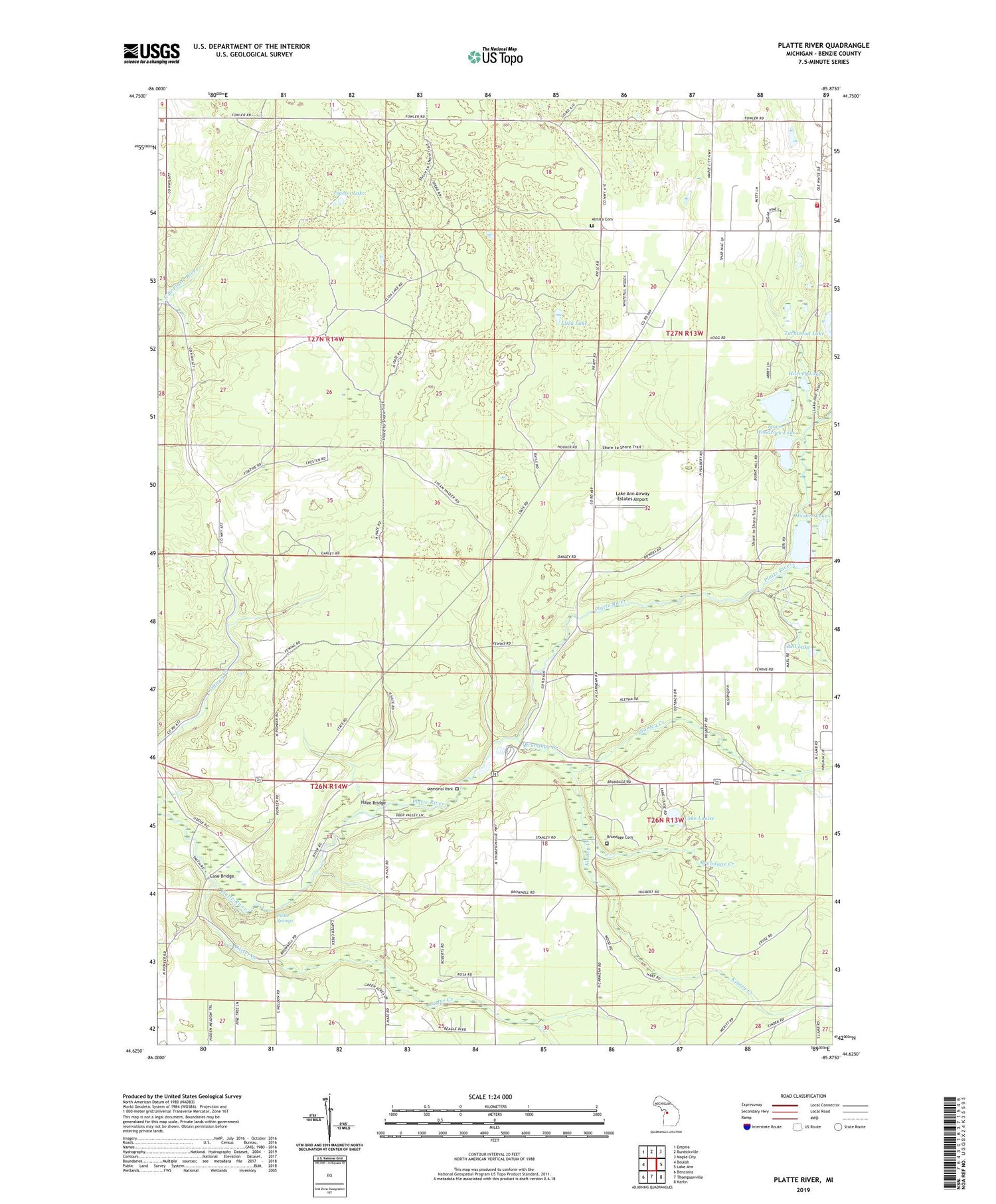 Platte River Michigan US Topo Map Image