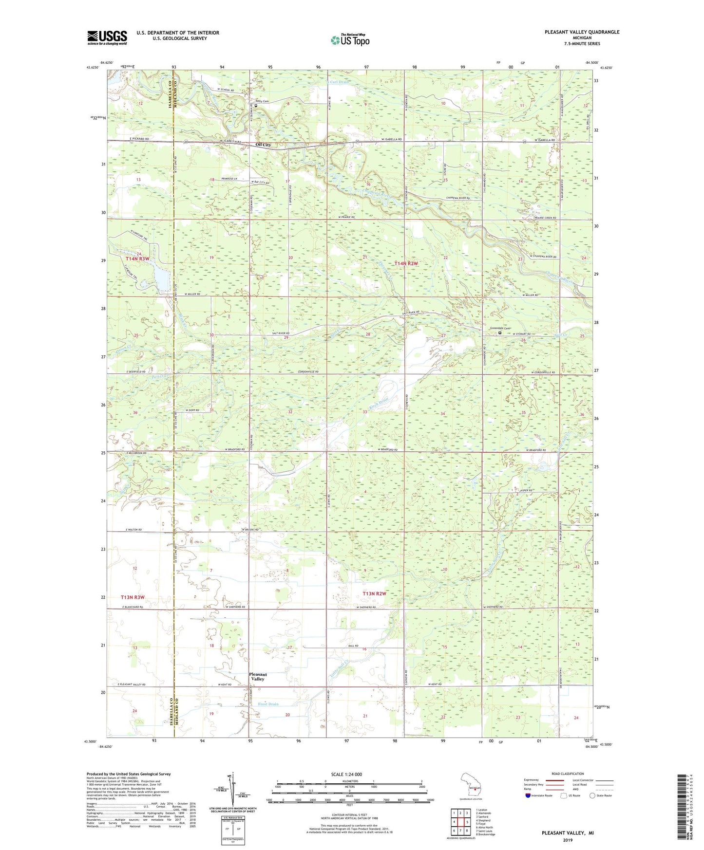 Pleasant Valley Michigan US Topo Map Image