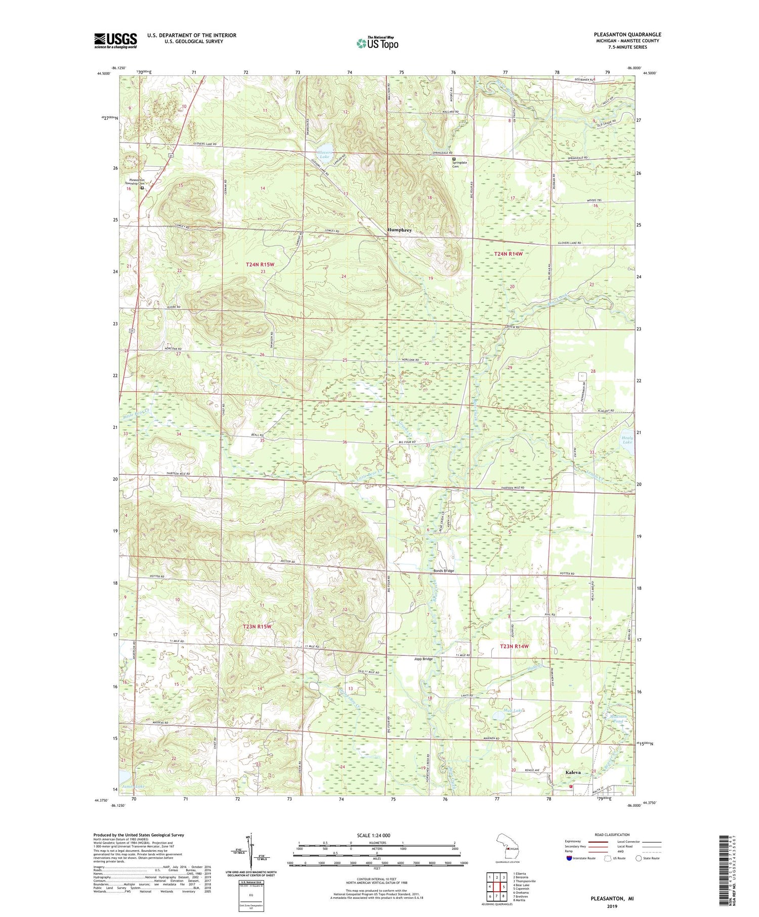 Pleasanton Michigan US Topo Map Image