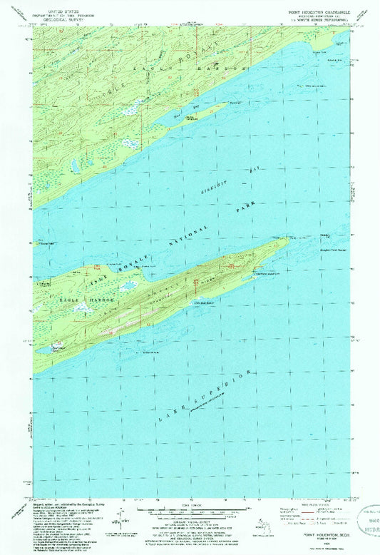 Classic USGS Point Houghton Michigan 7.5'x7.5' Topo Map Image