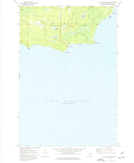 Classic USGS Point Patterson Michigan 7.5'x7.5' Topo Map Image