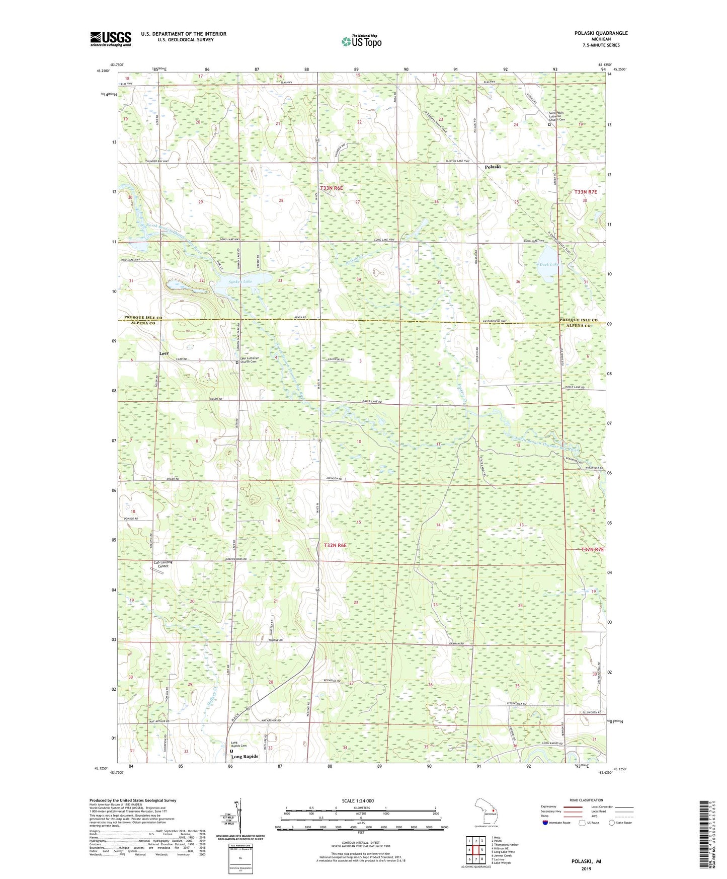 Polaski Michigan US Topo Map Image