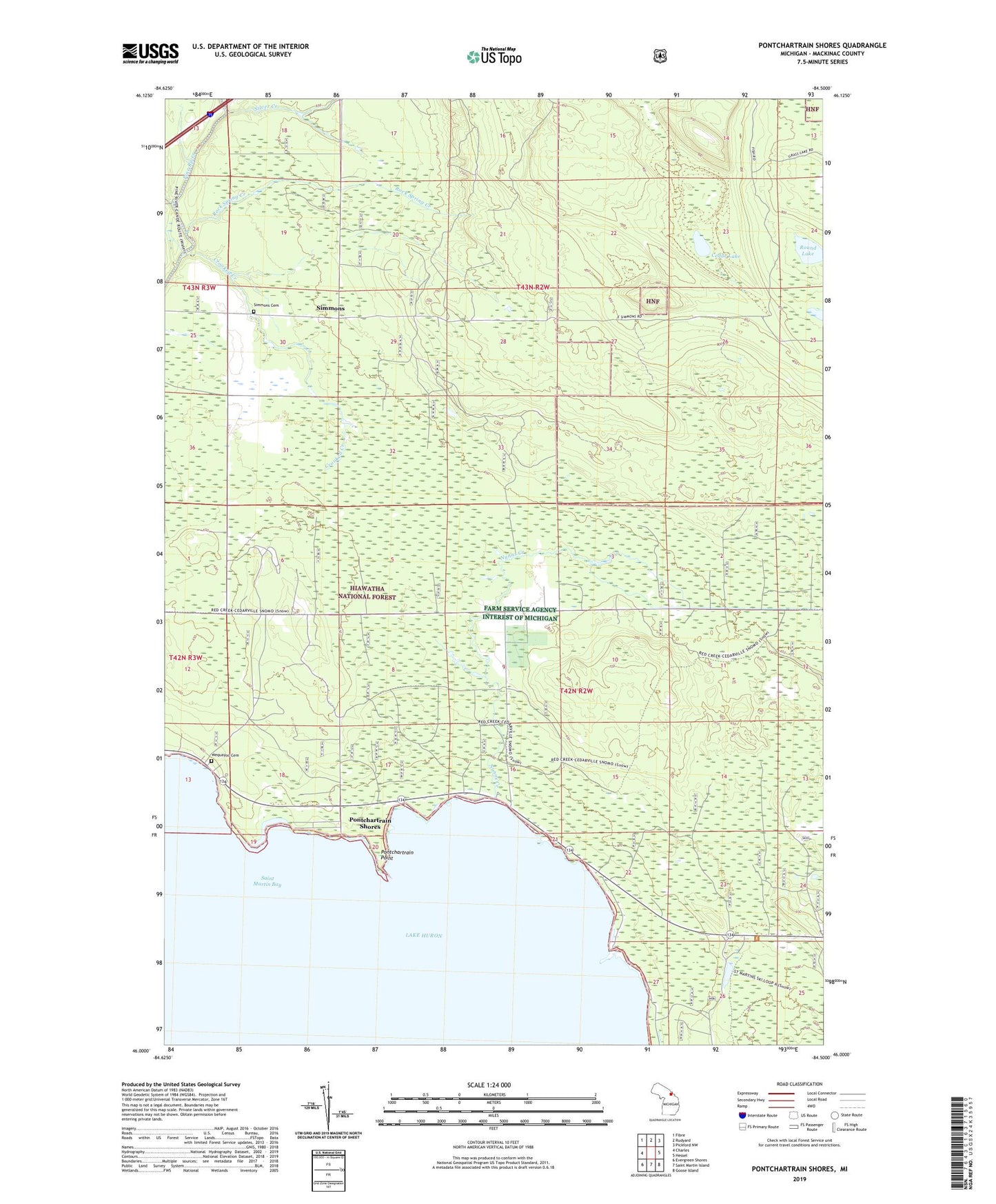 Pontchartrain Shores Michigan US Topo Map Image