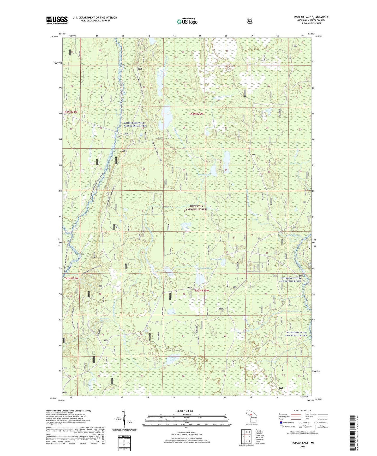 Poplar Lake Michigan US Topo Map Image
