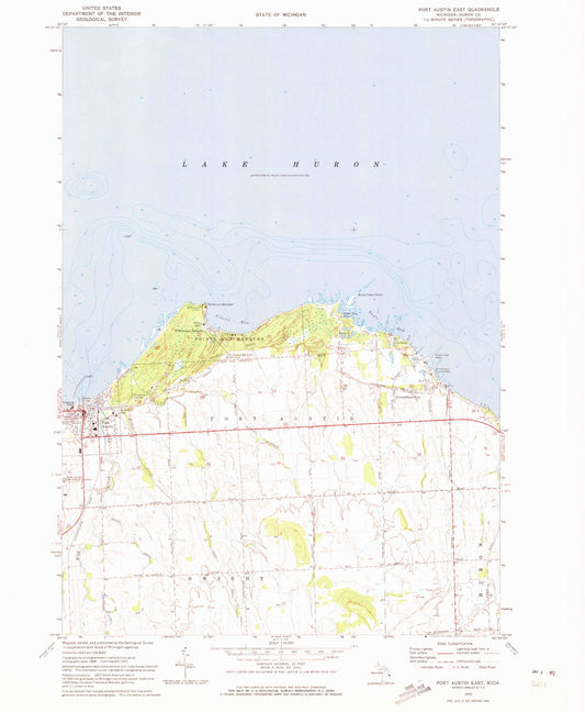 Classic USGS Port Austin East Michigan 7.5'x7.5' Topo Map Image