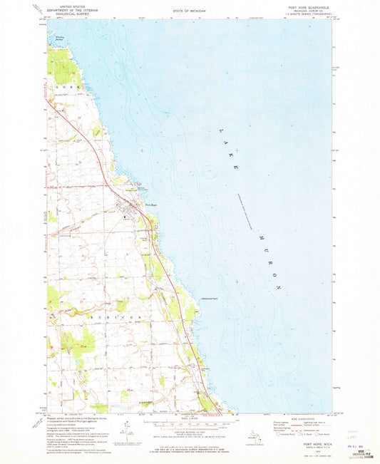 Classic USGS Port Hope Michigan 7.5'x7.5' Topo Map Image