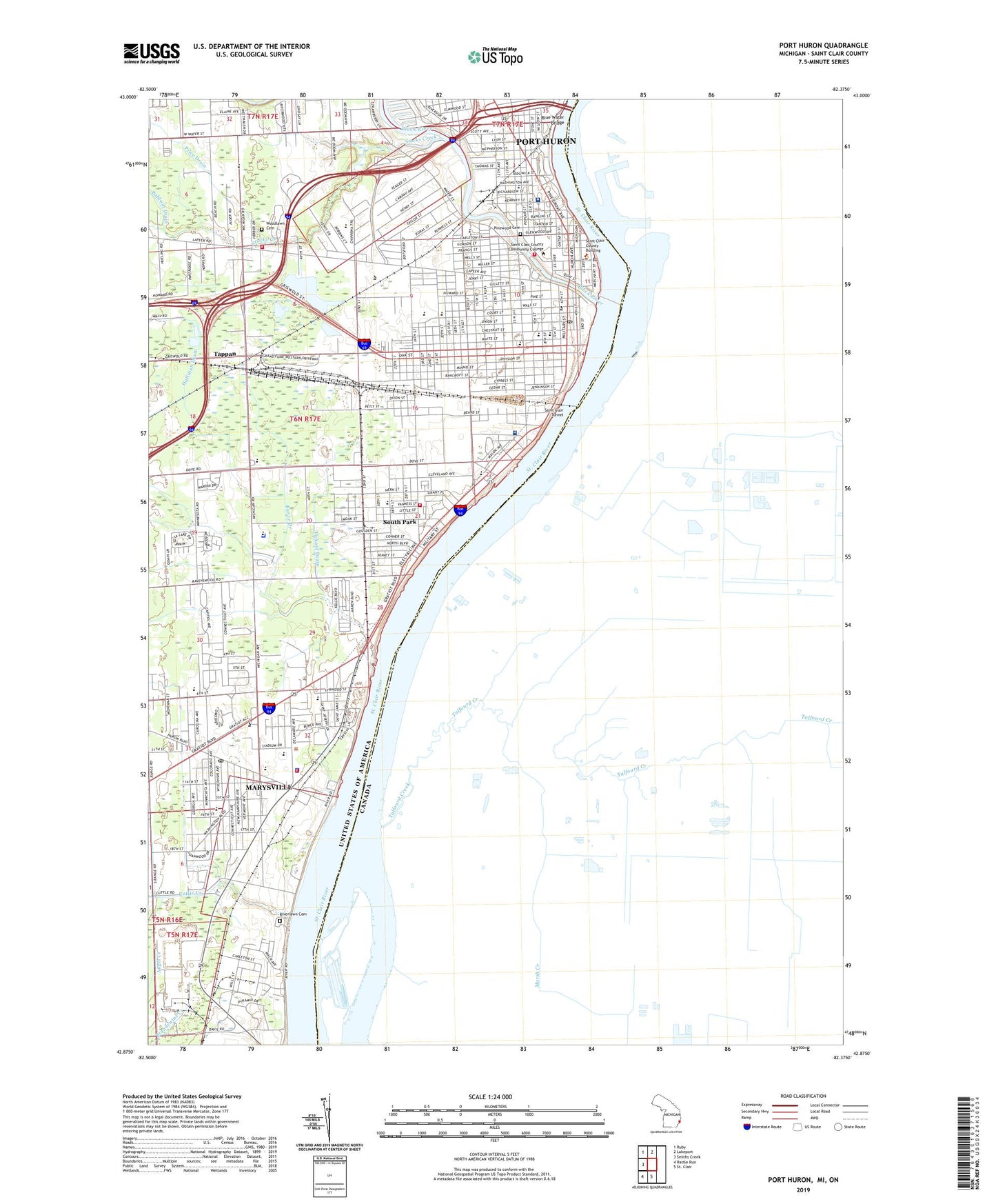 Port Huron Michigan US Topo Map Image