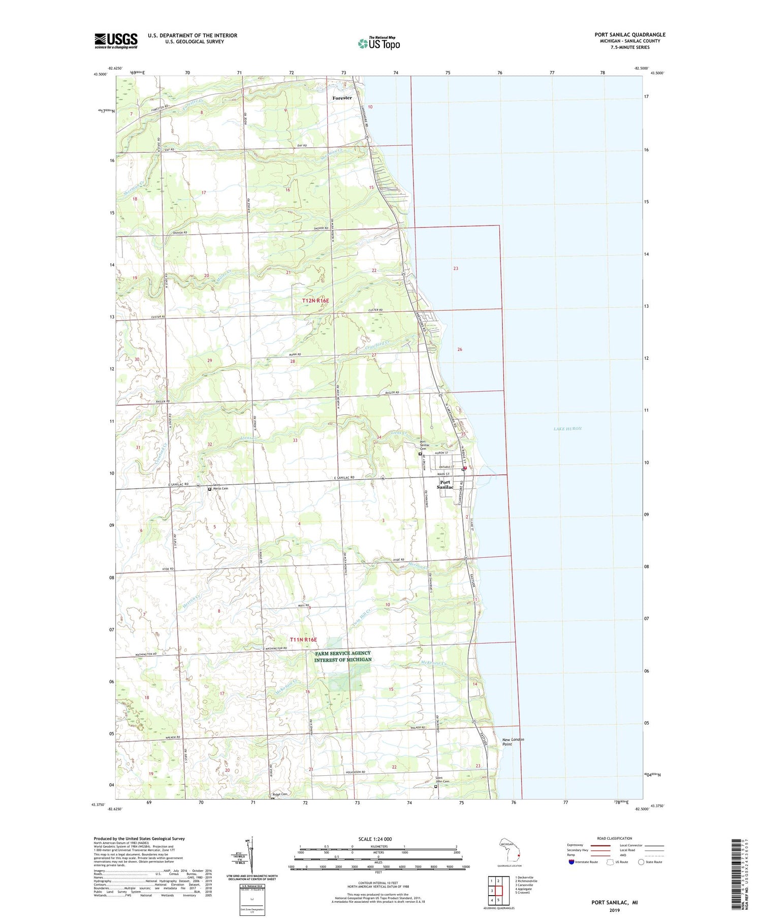 Port Sanilac Michigan US Topo Map Image