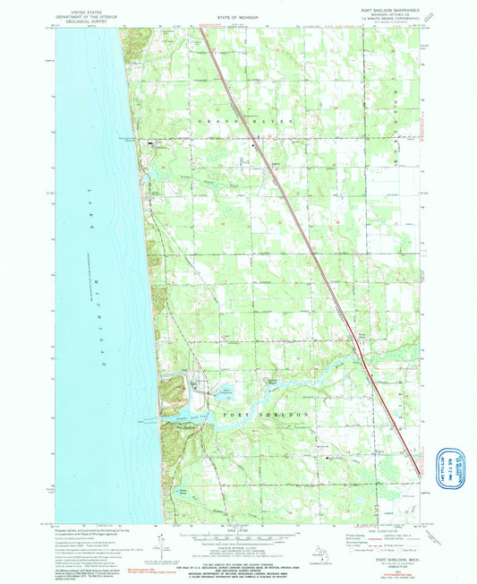 Classic USGS Port Sheldon Michigan 7.5'x7.5' Topo Map Image