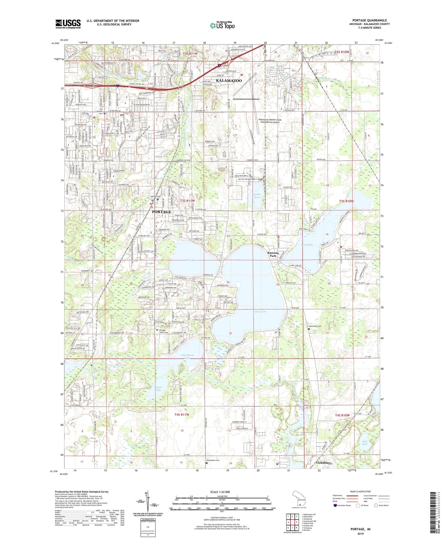 Portage Michigan US Topo Map Image