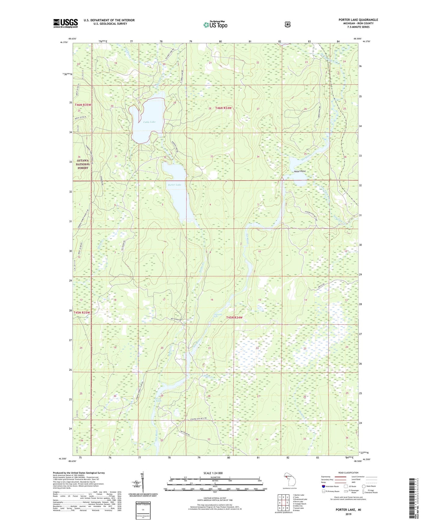 Porter Lake Michigan US Topo Map Image