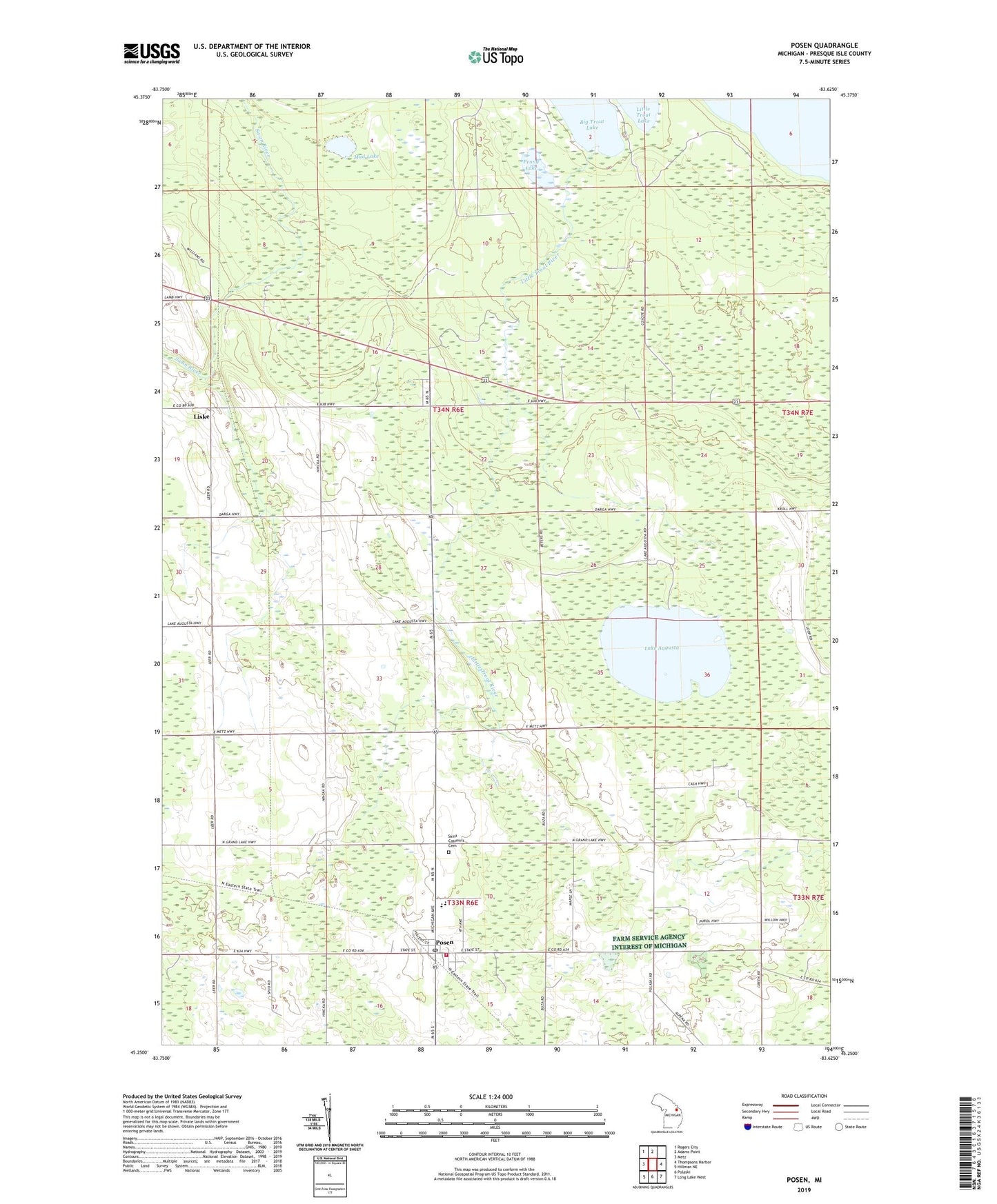 Posen Michigan US Topo Map Image