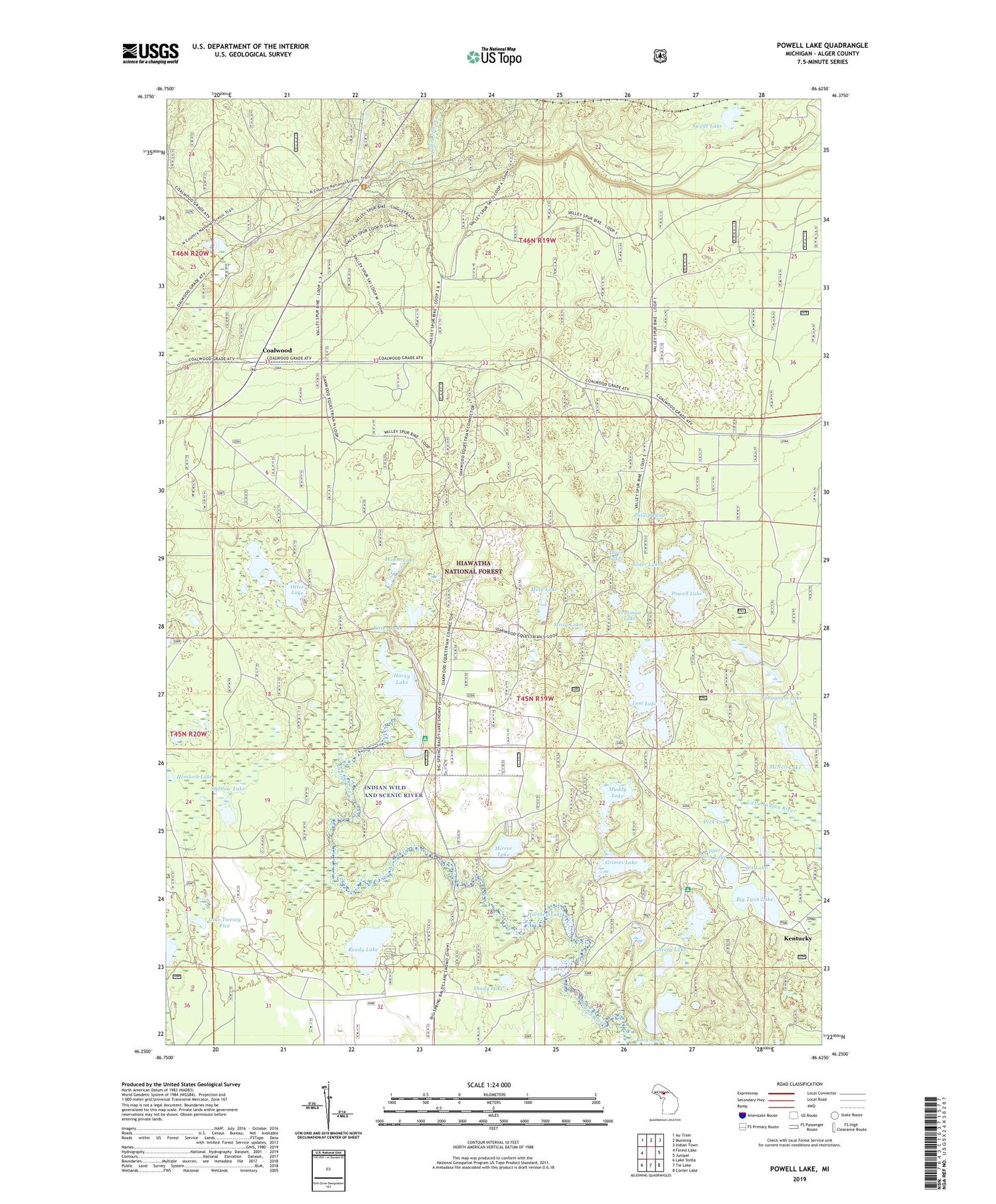 Powell Lake Michigan US Topo Map Image