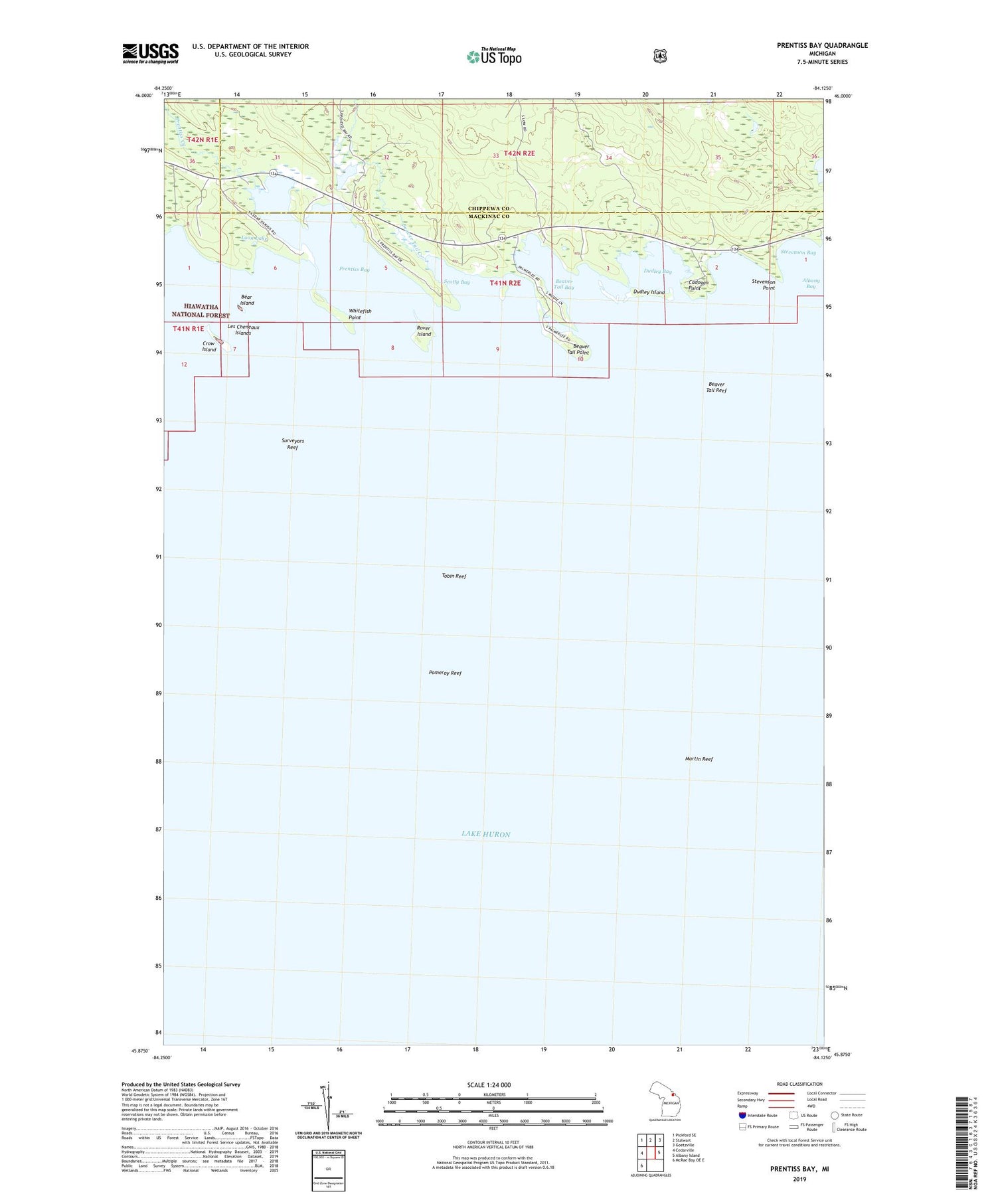 Prentiss Bay Michigan US Topo Map Image