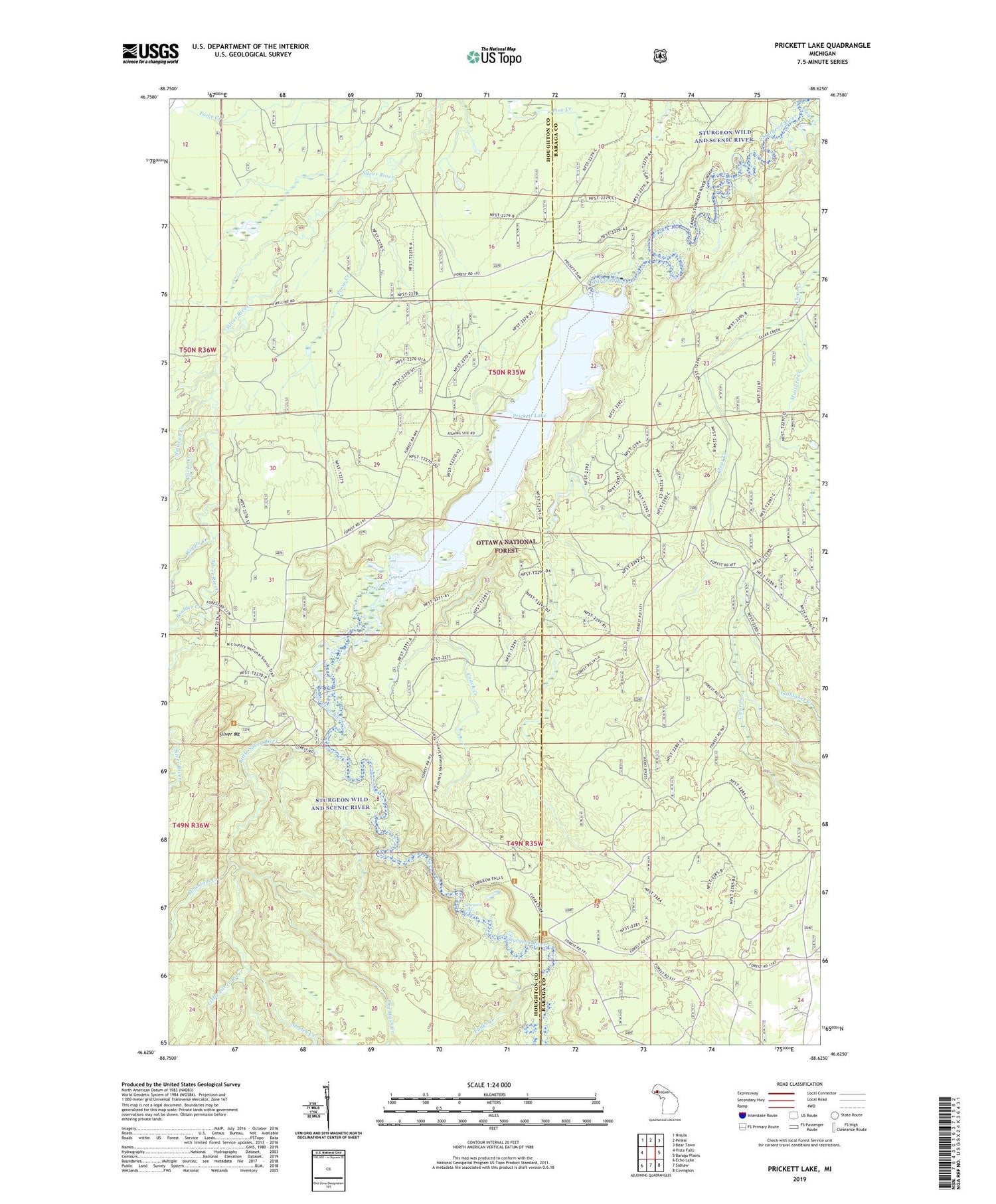 Prickett Lake Michigan US Topo Map Image