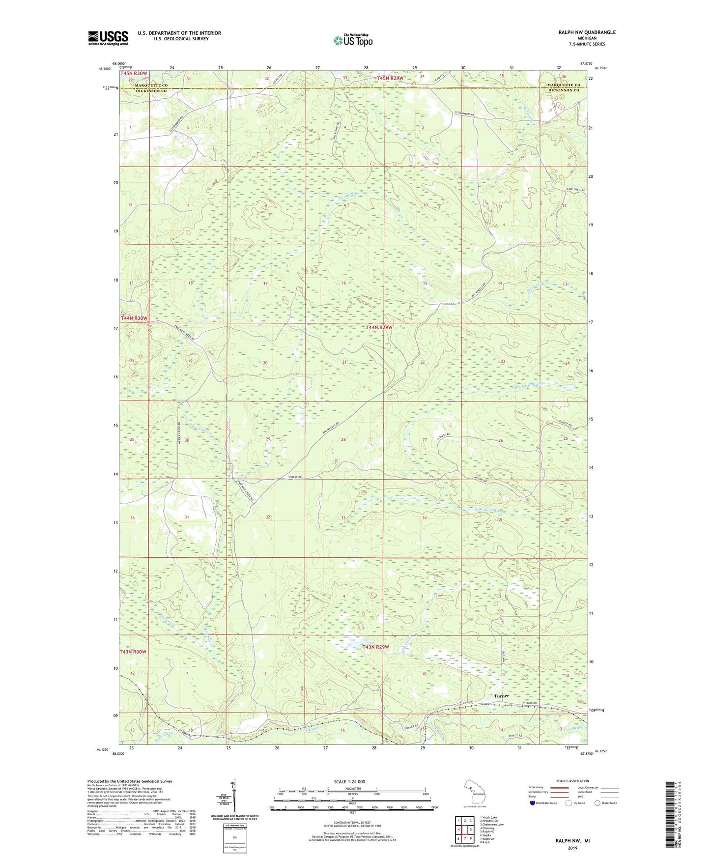 Ralph NW Michigan US Topo Map Image