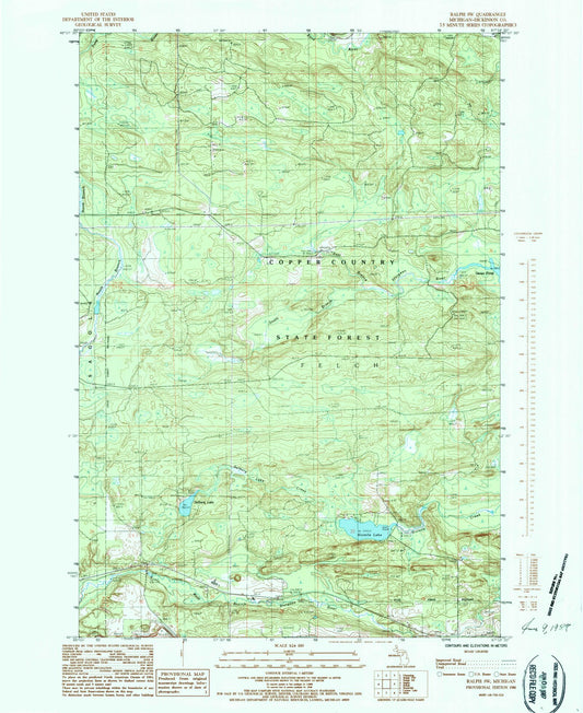 Classic USGS Ralph SW Michigan 7.5'x7.5' Topo Map Image