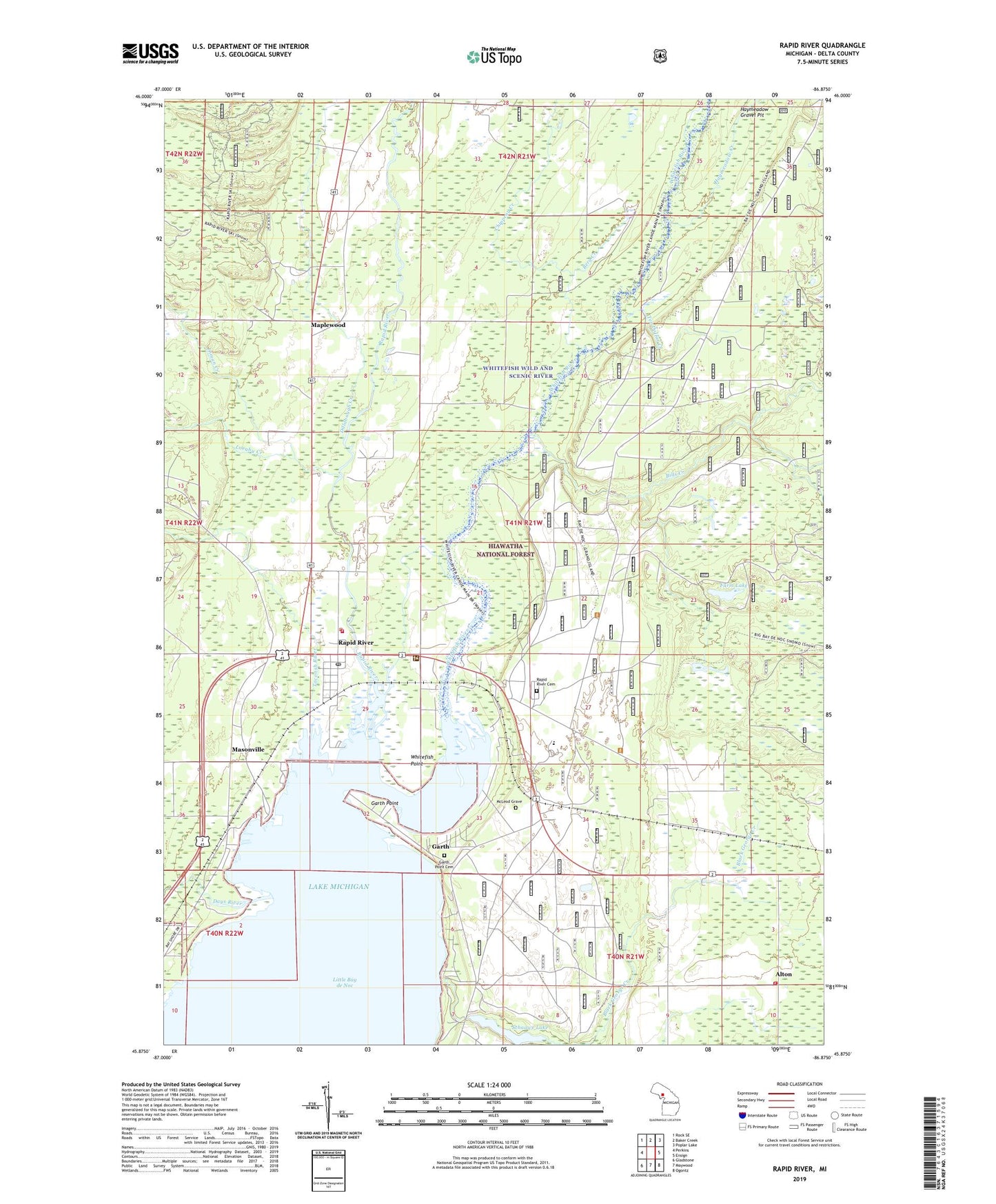 Rapid River Michigan US Topo Map Image