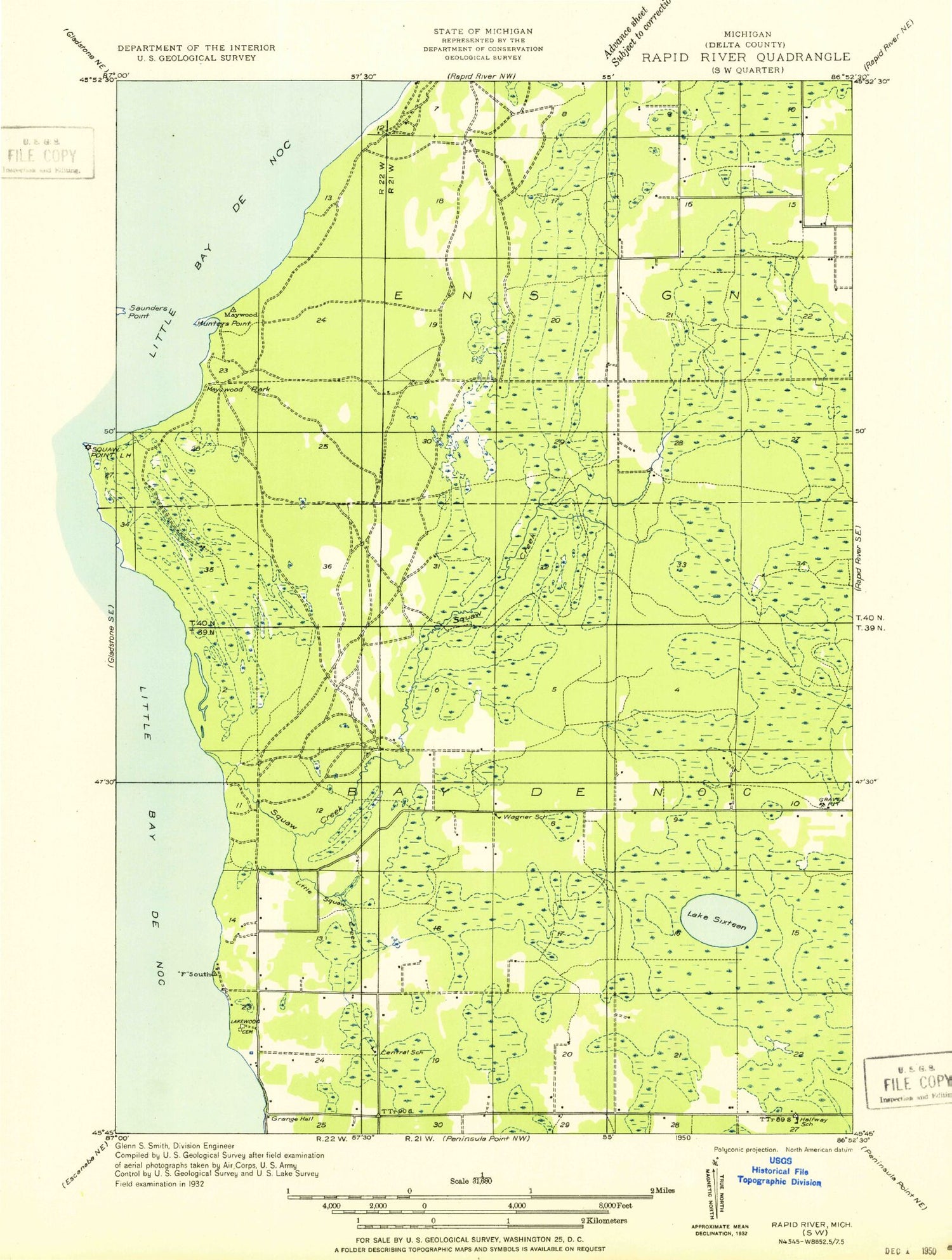 Classic USGS Maywood Michigan 7.5'x7.5' Topo Map Image