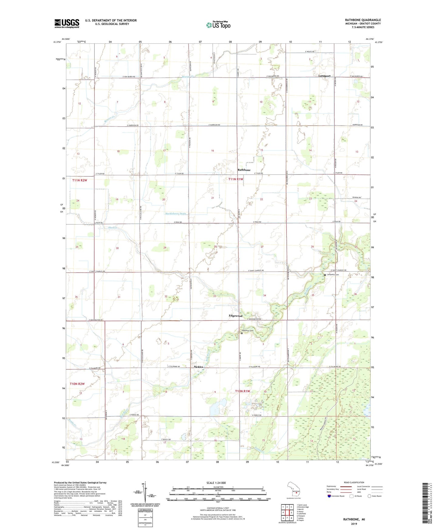 Rathbone Michigan US Topo Map Image