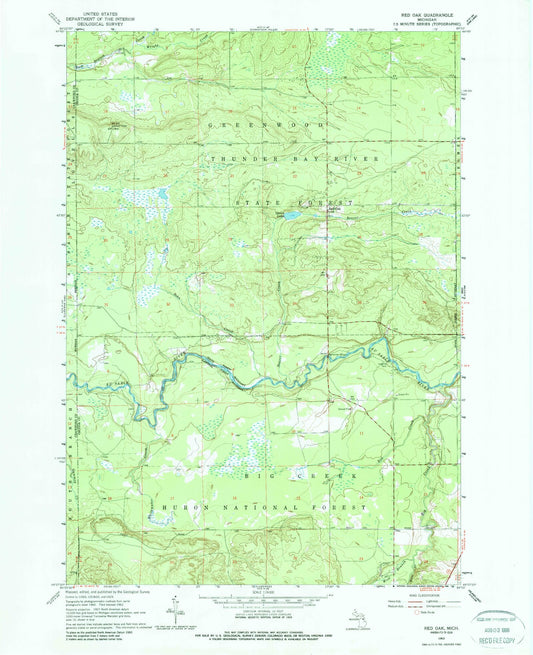 Classic USGS Red Oak Michigan 7.5'x7.5' Topo Map Image