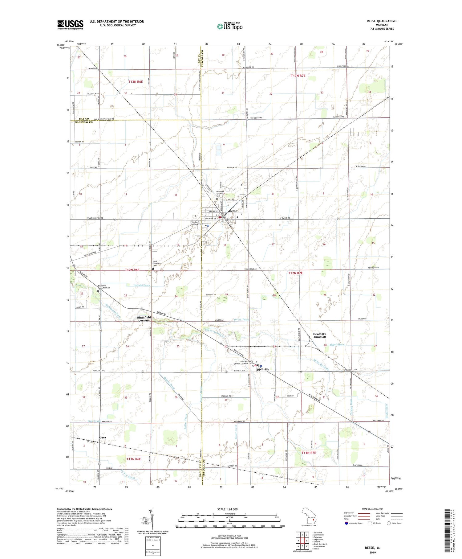 Reese Michigan US Topo Map Image