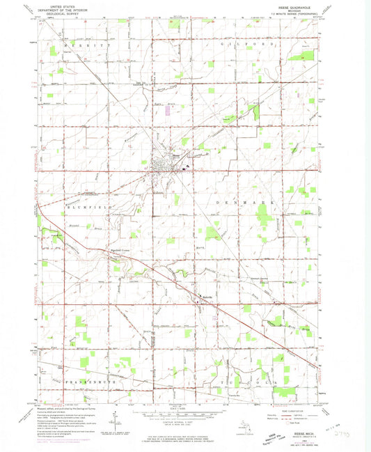 Classic USGS Reese Michigan 7.5'x7.5' Topo Map Image
