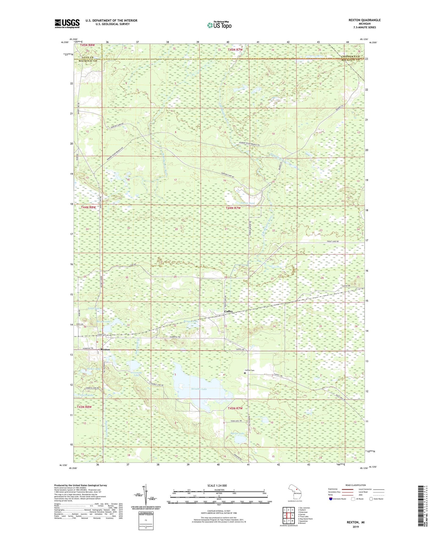 Rexton Michigan US Topo Map Image