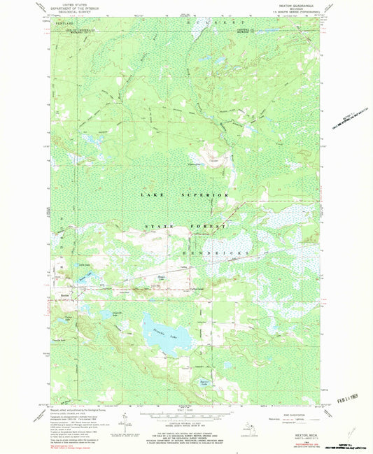 Classic USGS Rexton Michigan 7.5'x7.5' Topo Map Image