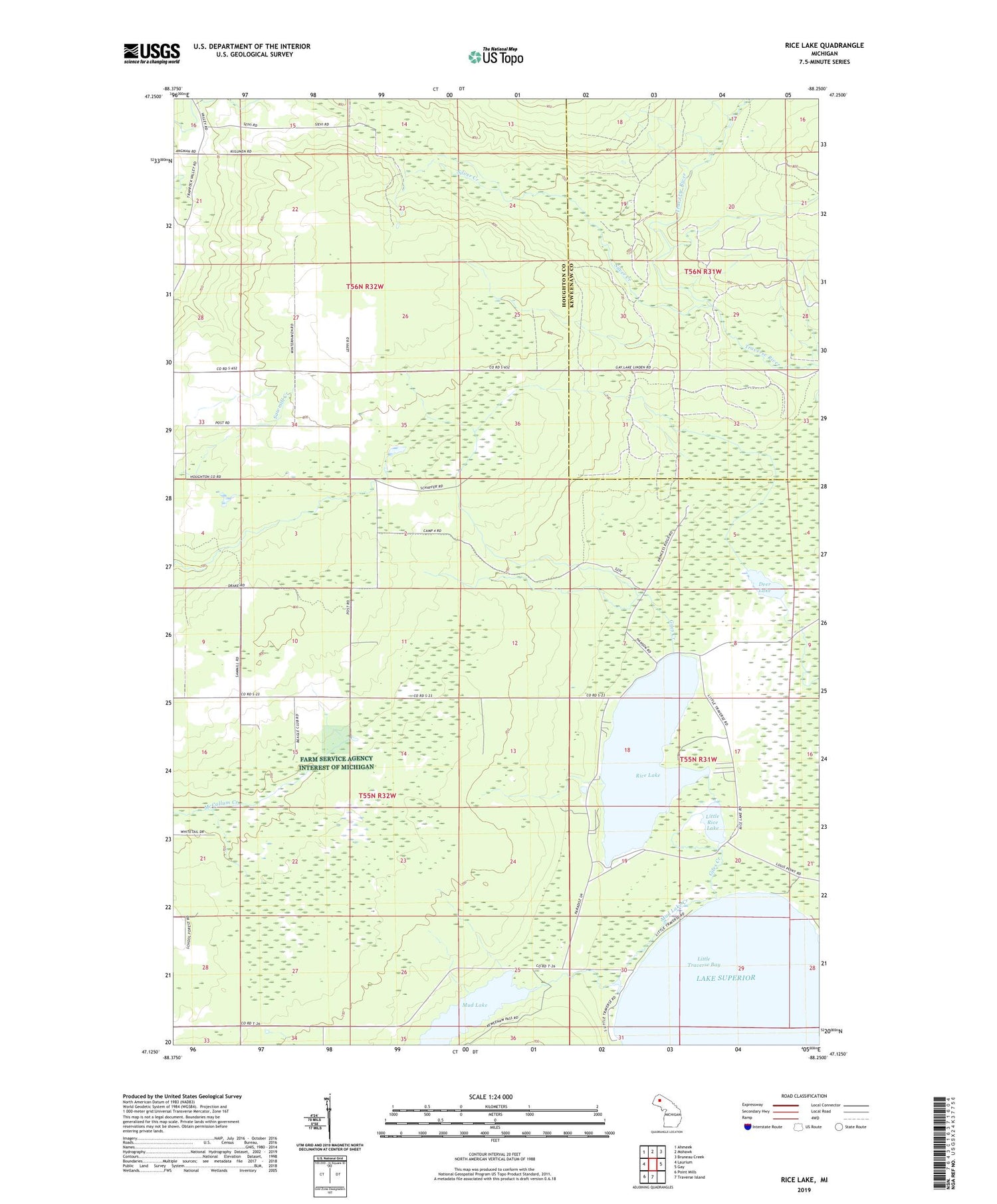 Rice Lake Michigan US Topo Map Image