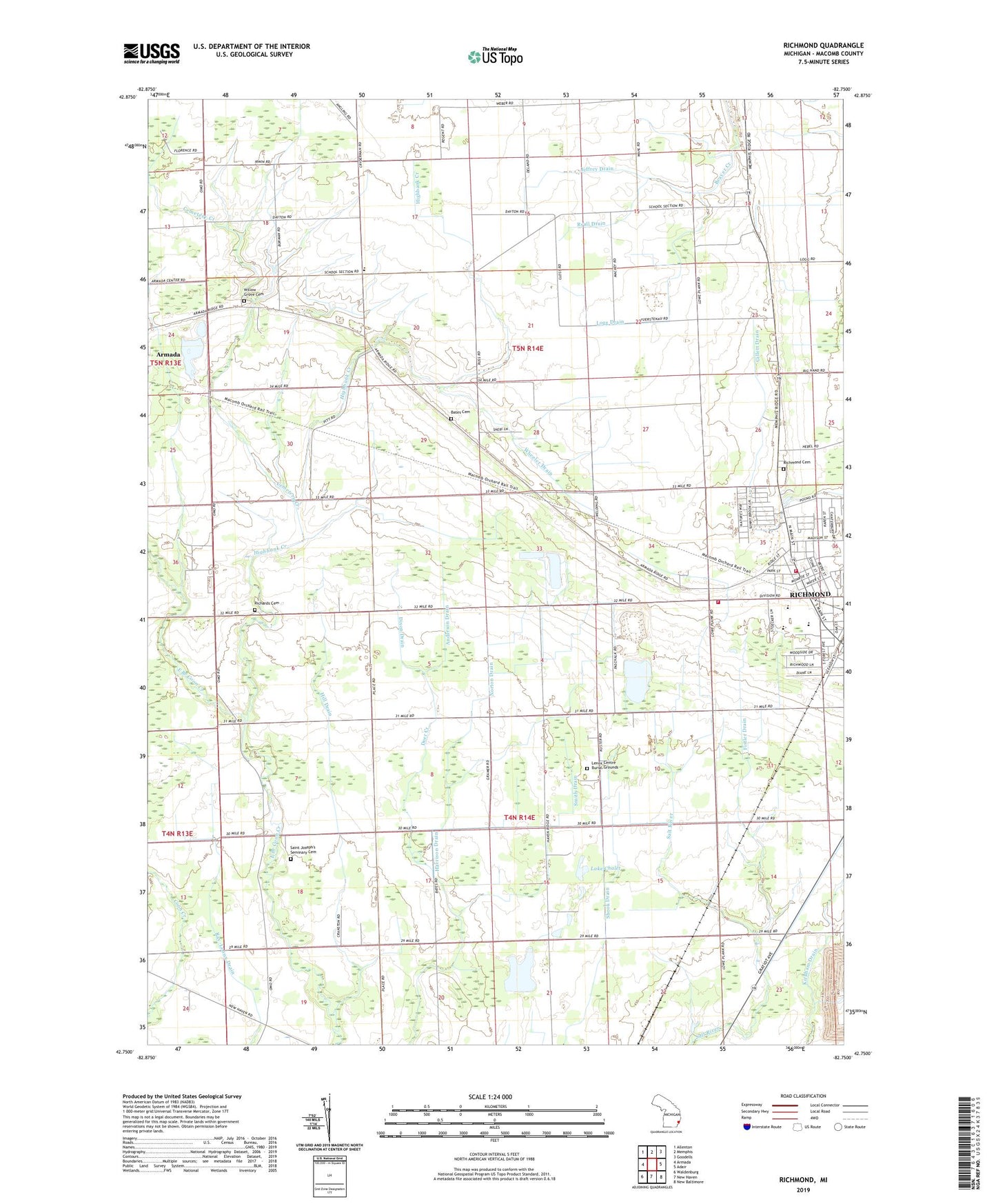 Richmond Michigan US Topo Map Image