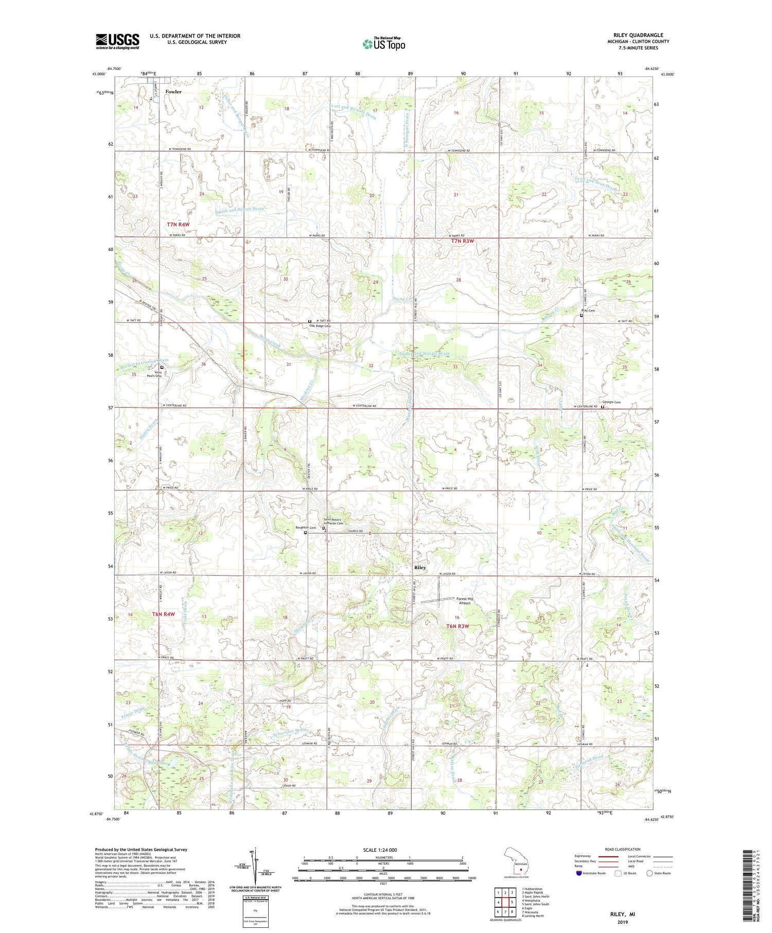 Riley Michigan US Topo Map Image