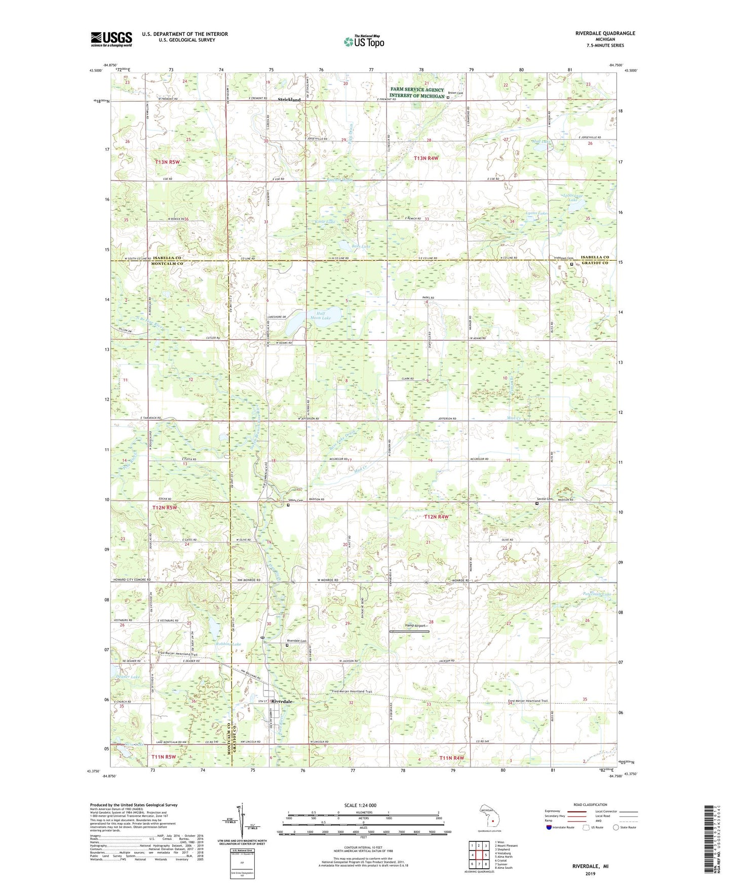 Riverdale Michigan US Topo Map Image