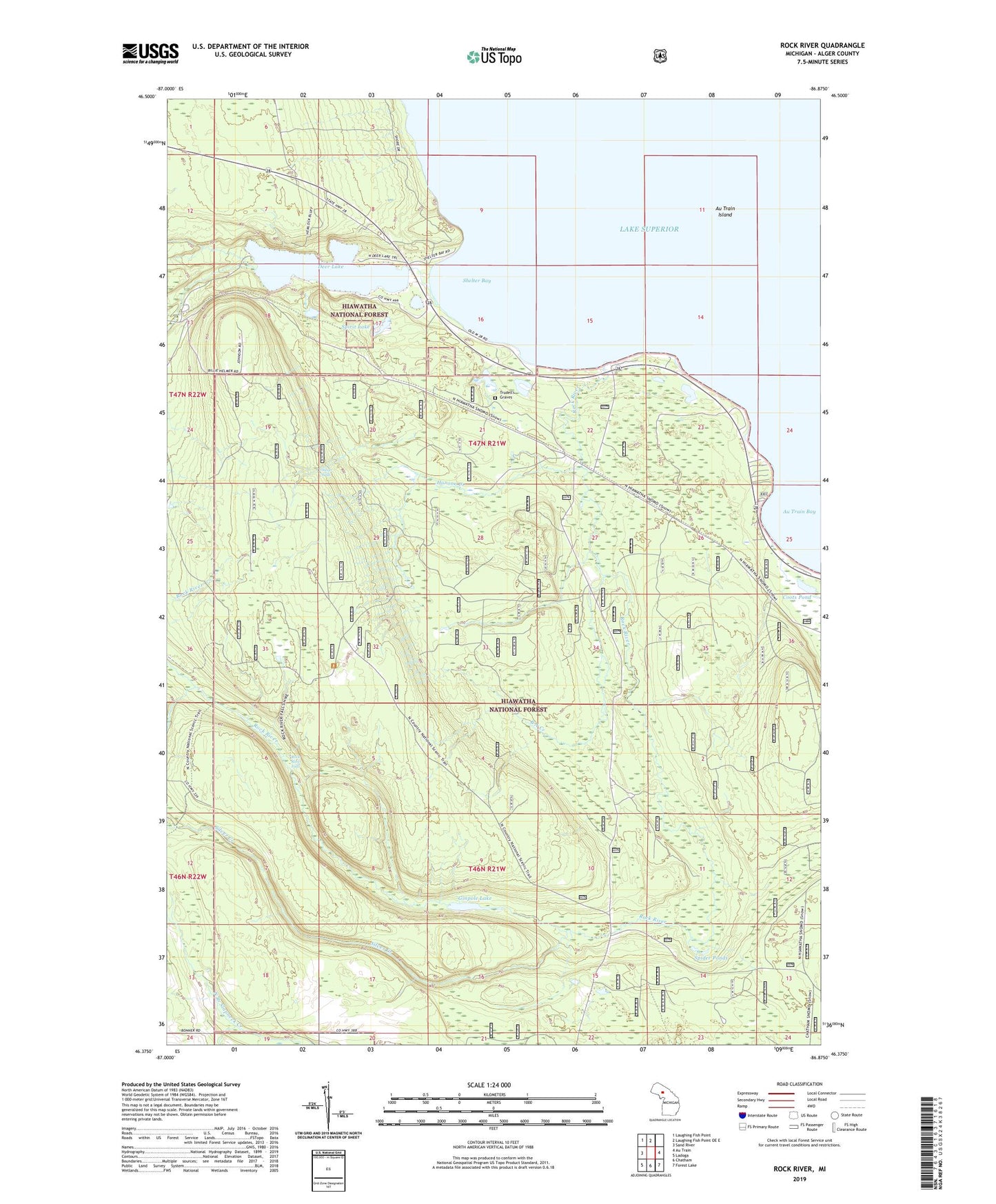 Rock River Michigan US Topo Map Image