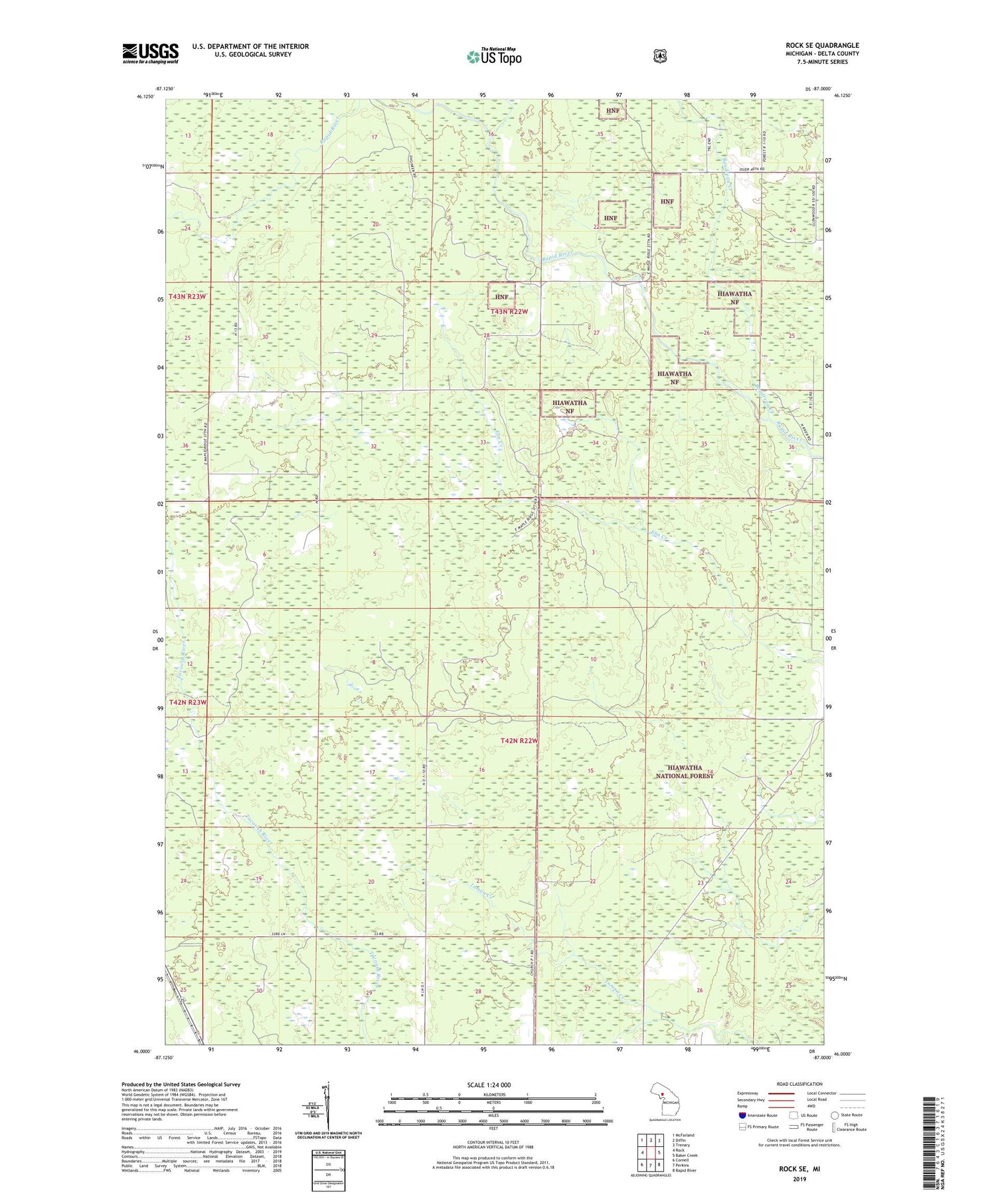 Rock SE Michigan US Topo Map Image