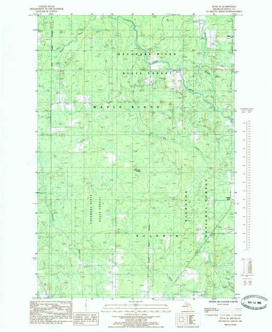 Classic USGS Rock SE Michigan 7.5'x7.5' Topo Map Image