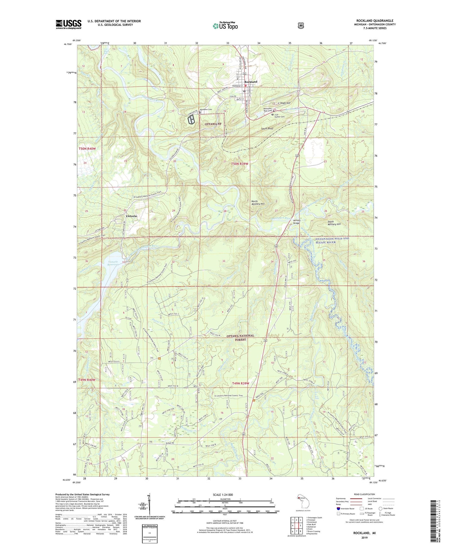 Rockland Michigan US Topo Map Image