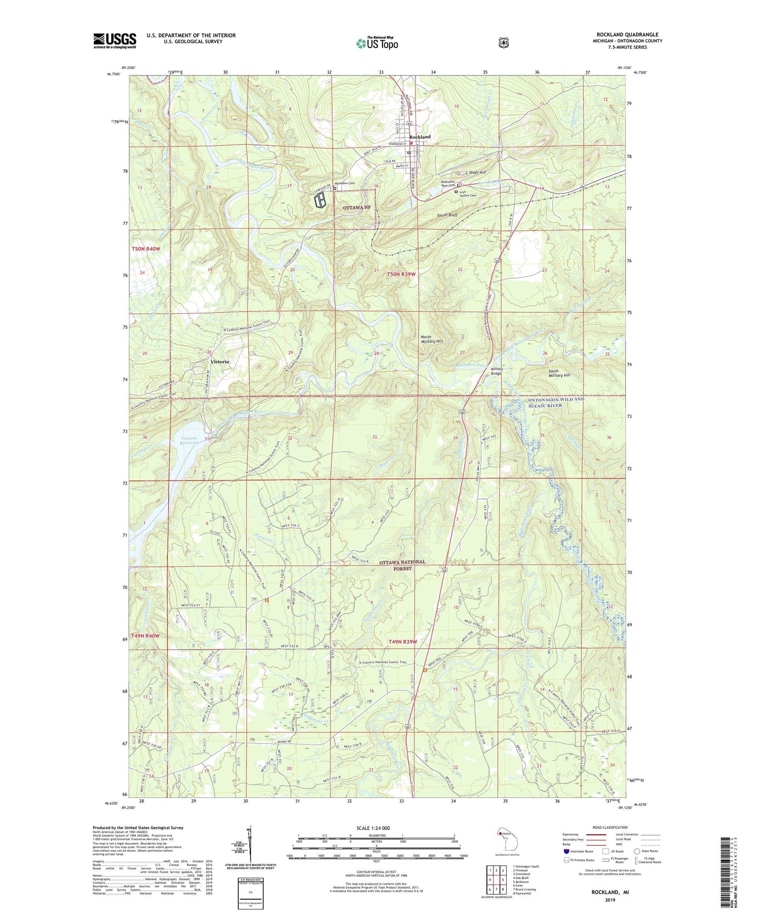 Rockland Michigan US Topo Map Image