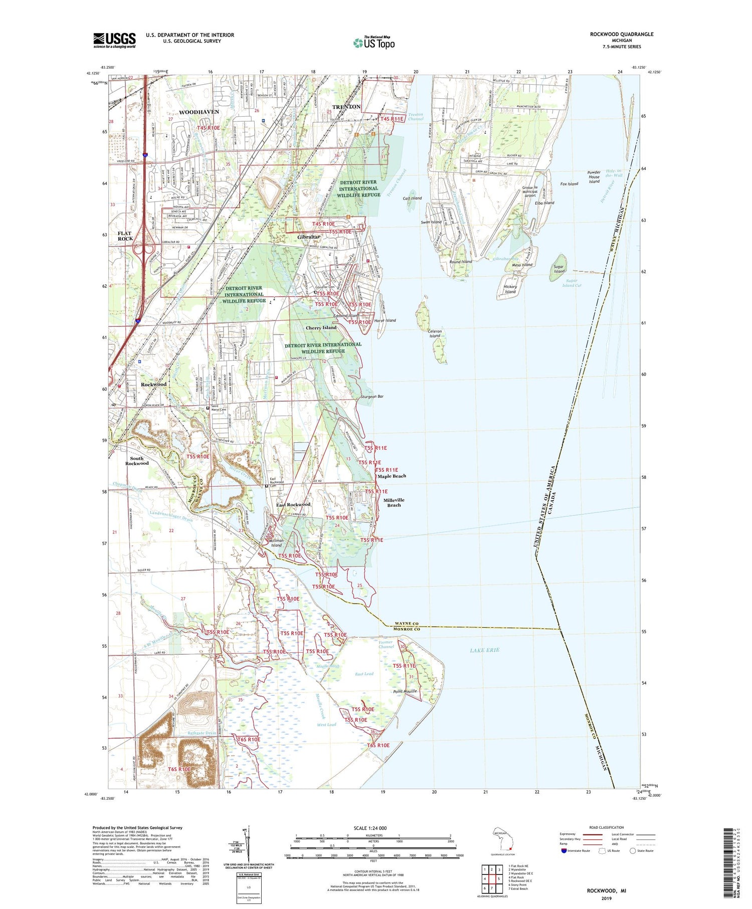 Rockwood Michigan US Topo Map Image