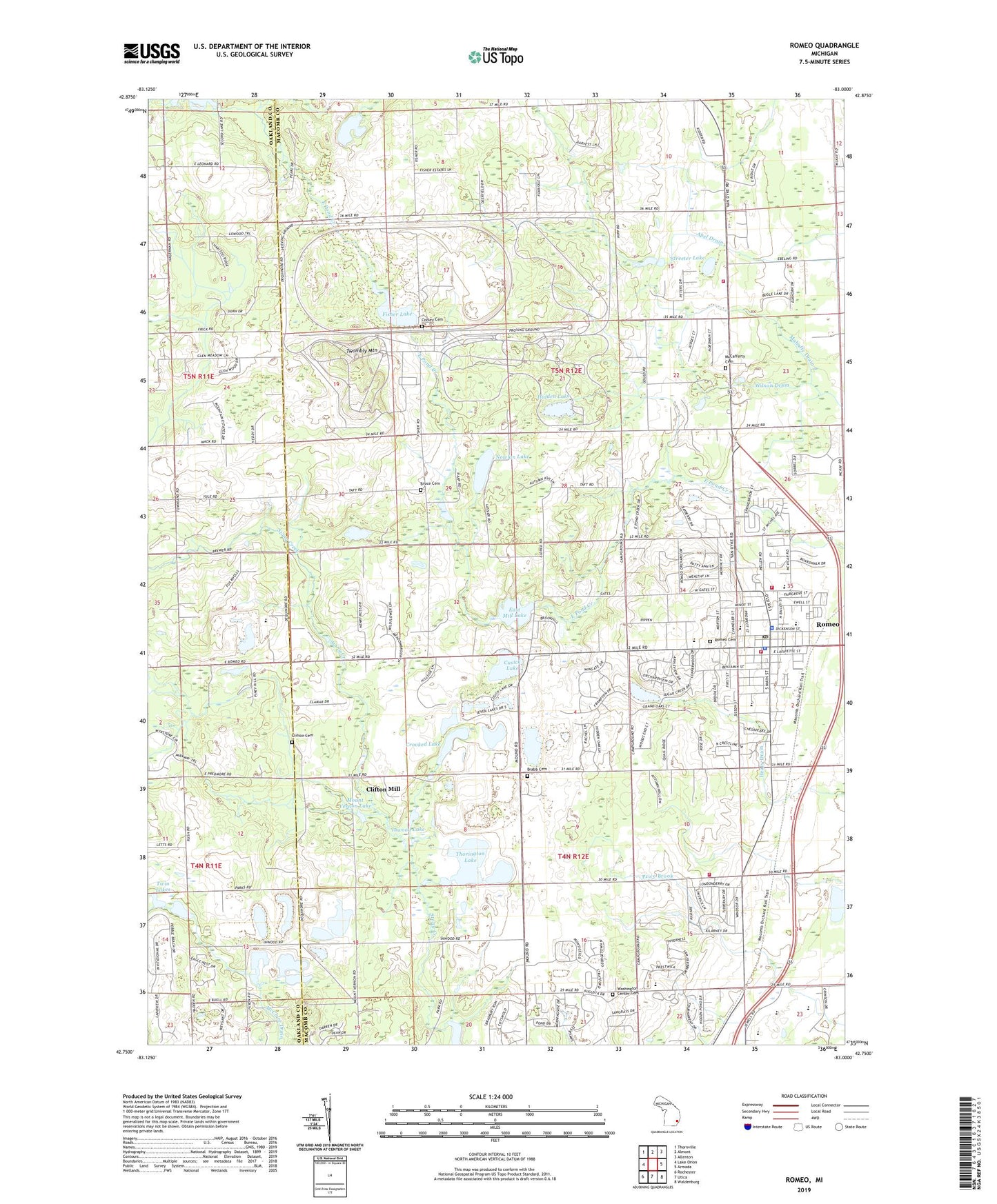 Romeo Michigan US Topo Map Image