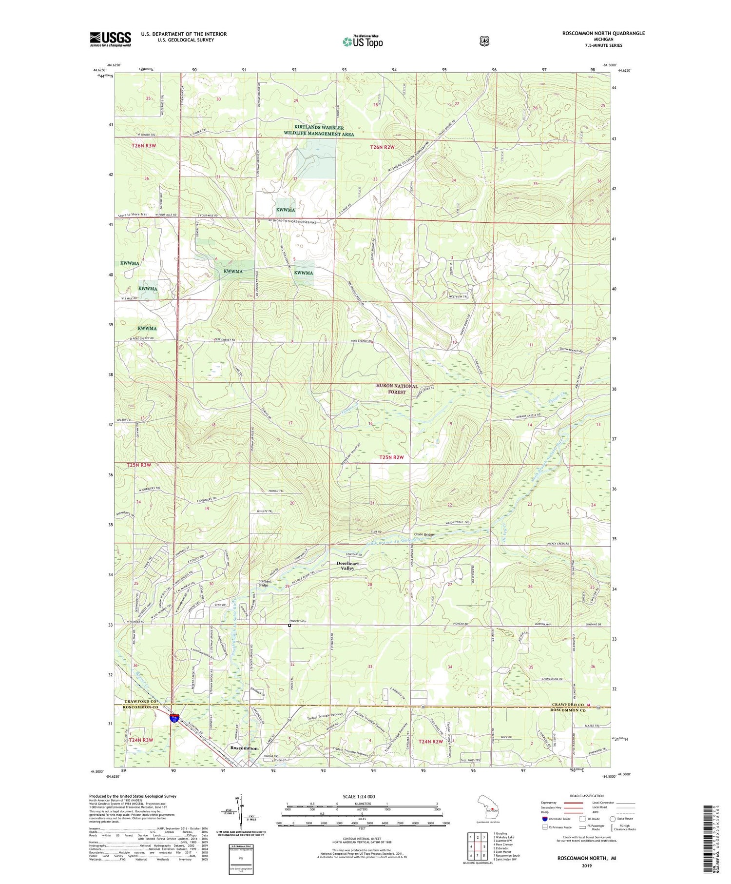 Roscommon North Michigan US Topo Map Image
