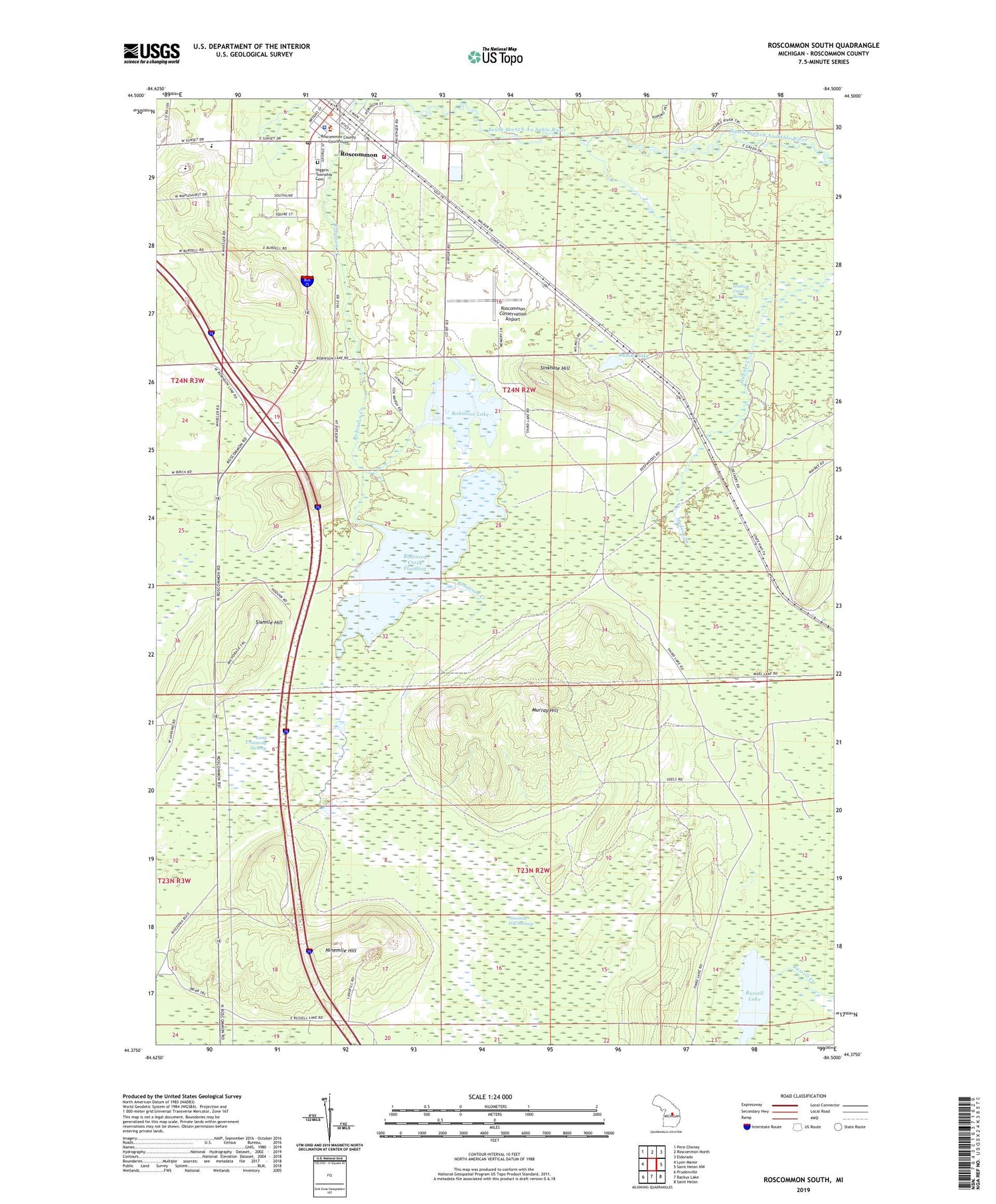 Roscommon South Michigan US Topo Map Image