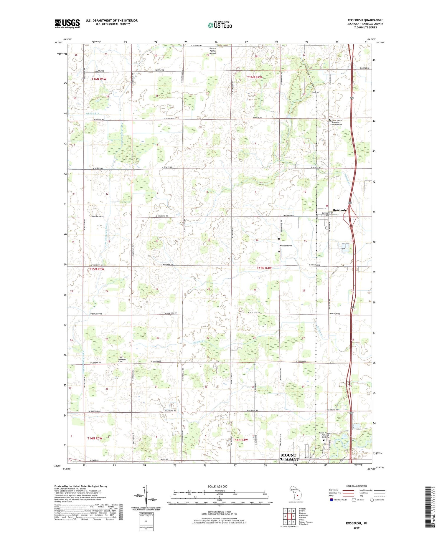 Rosebush Michigan US Topo Map Image