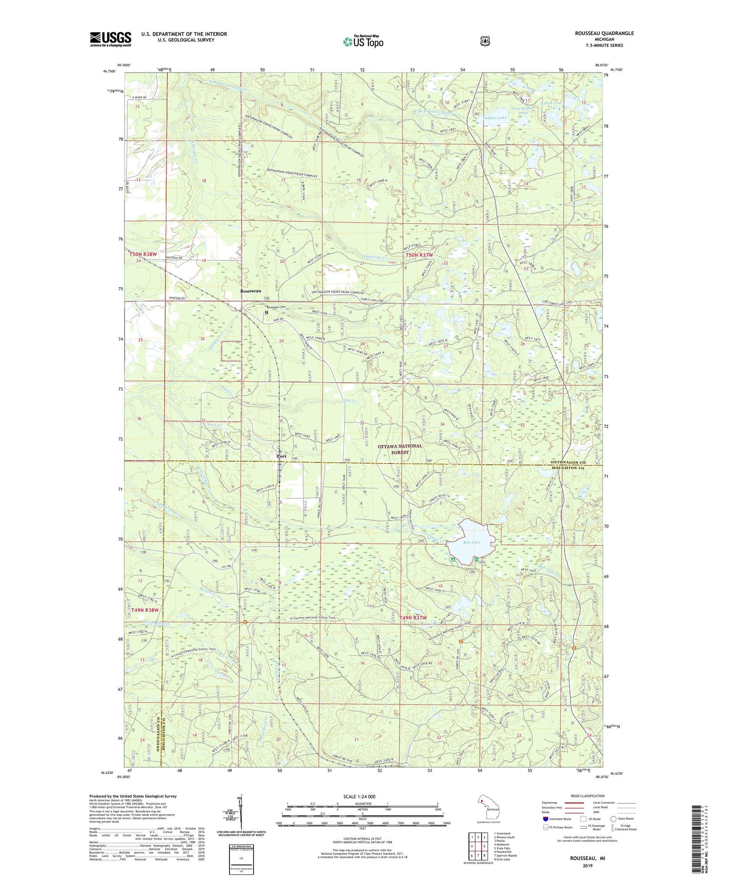 Rousseau Michigan US Topo Map Image