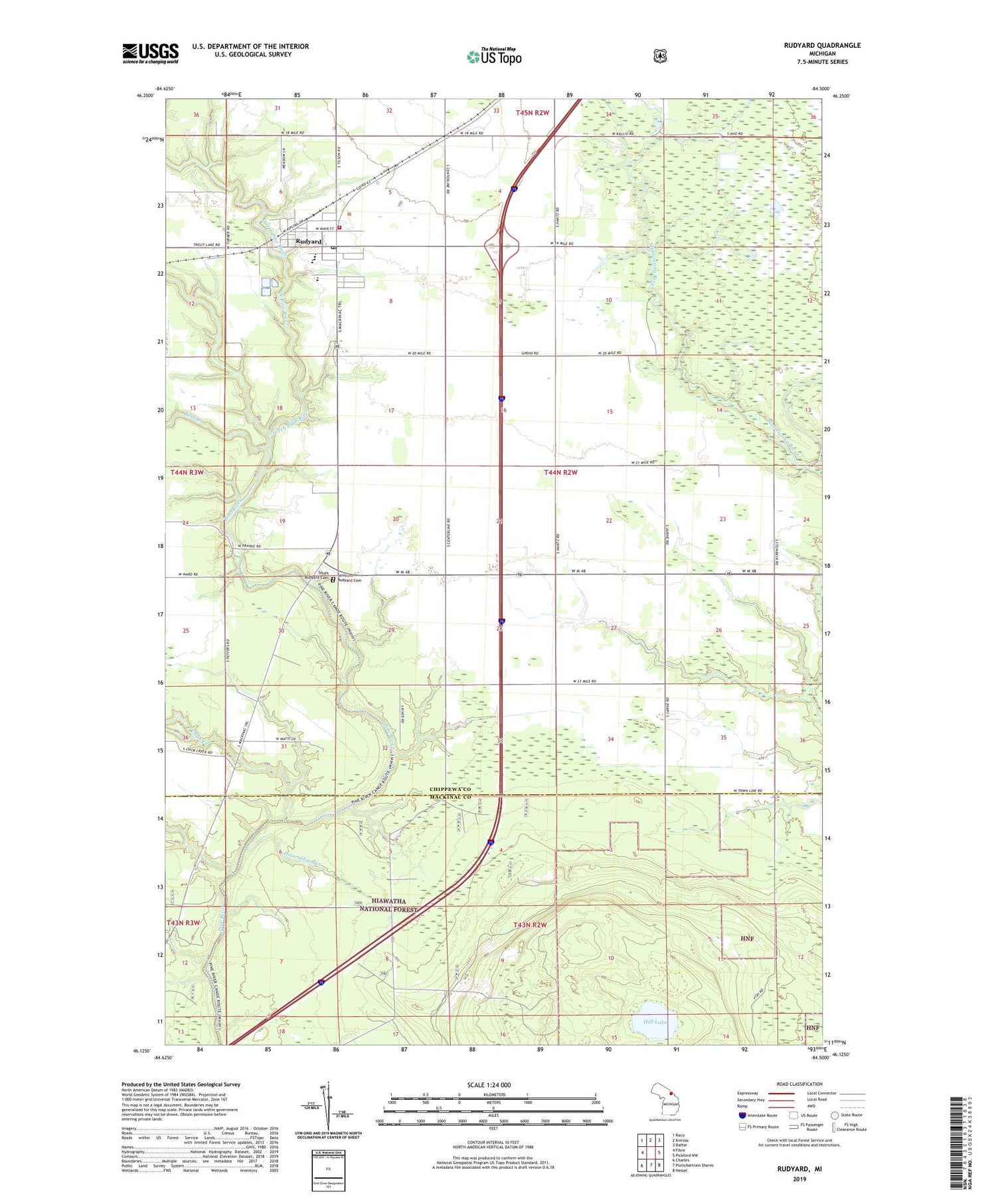 Rudyard Michigan US Topo Map Image