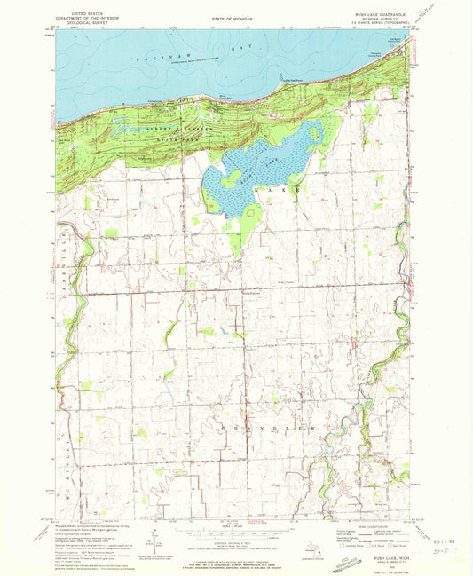 Classic USGS Rush Lake Michigan 7.5'x7.5' Topo Map Image