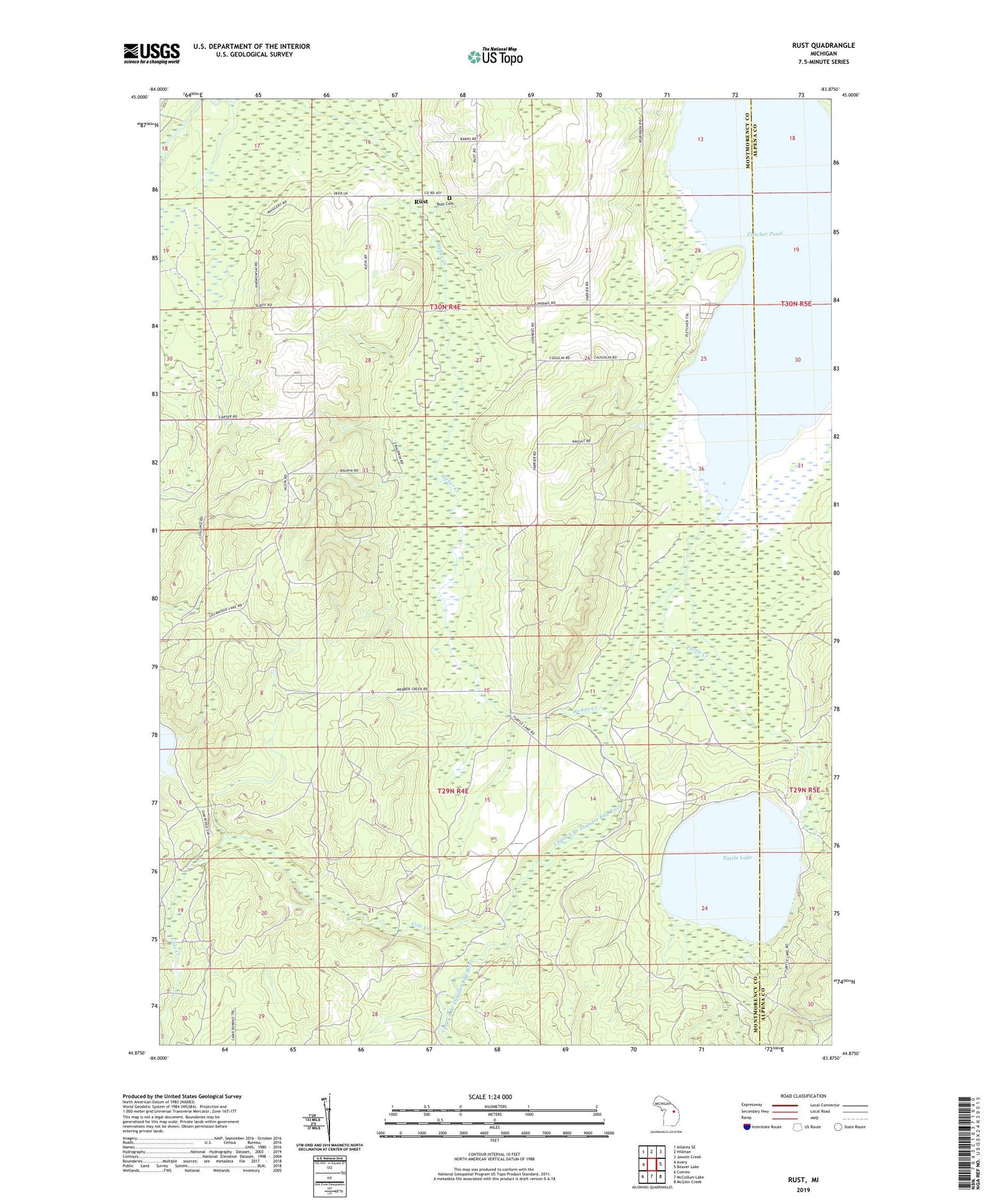 Rust Michigan US Topo Map Image