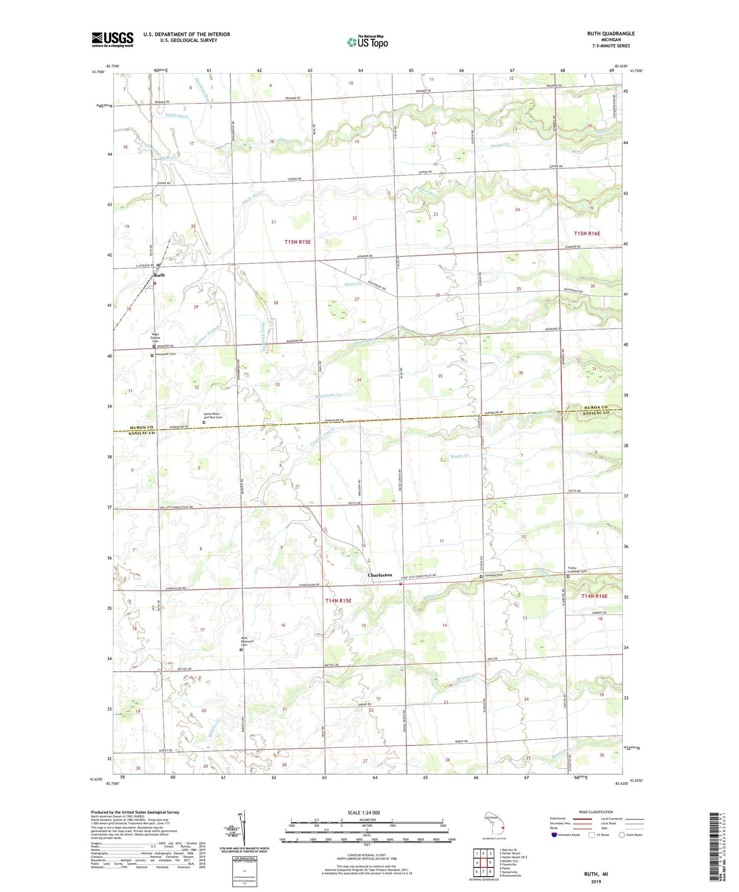 Ruth Michigan US Topo Map Image