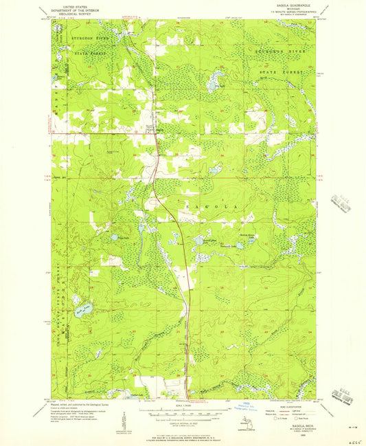 Classic USGS Sagola Michigan 7.5'x7.5' Topo Map Image